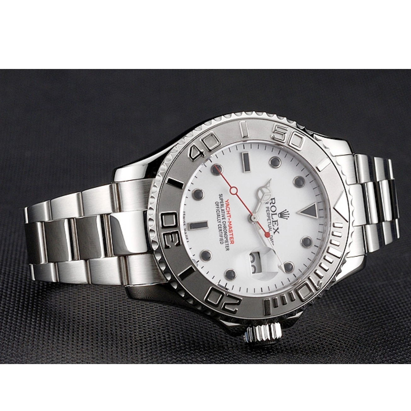Good copy rolex watches White Case Yacht-Master Bracelet And Stainless Dial Steel Rolex 0522